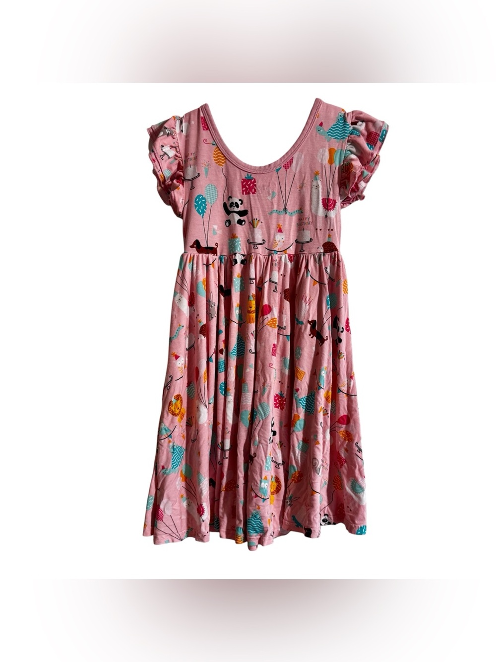Play by Little Sleepies Bamboo Happy Birthday Dress Balloon Animal Print Ruffle